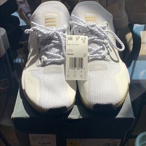 Adidas NMD R1 V2 white with gold accent
